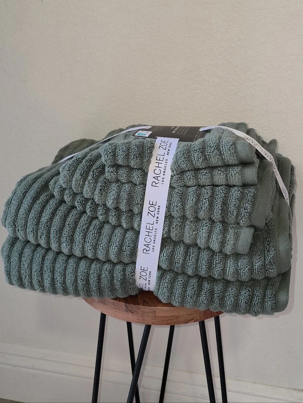 Rachel Zoe, 6 Pcs Cotton Towel Set - Sage Green
